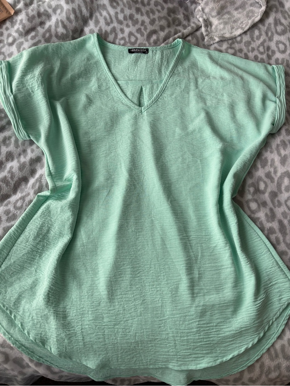 Heimish USA teal/mint green ladies blouse size large